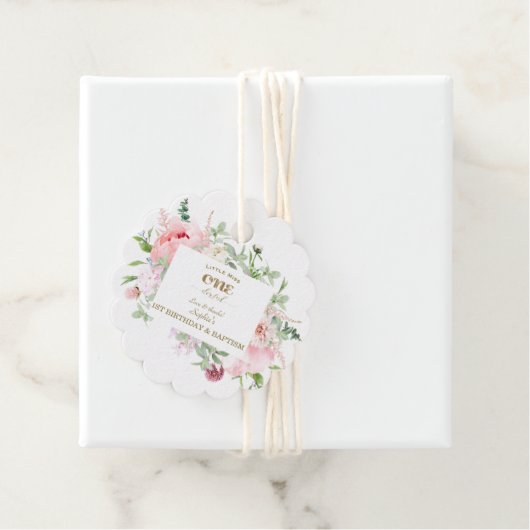 Spring Flowers Bloom First Birthday & Baptisme Bedankjes Labels (In situ)