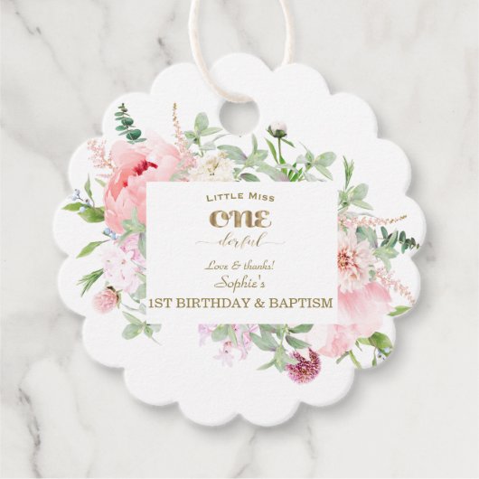 Spring Flowers Bloom First Birthday & Baptisme Bedankjes Labels (Voorkant)
