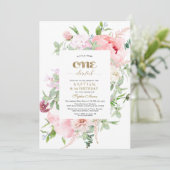 Spring Flowers Bloom First Birthday & Baptisme Kaart (Staand voorkant)