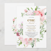 Spring Flowers Bloom First Birthday & Baptisme Kaart (Voorkant / Achterkant)