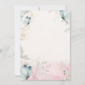 Spring Flowers Blue Butterflies Baby shower Kaart (Achterkant)