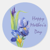 Spring Flowers - Blue Happy Mothers Day Ronde Sticker (Voorkant)