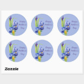 Spring Flowers - Blue Happy Mothers Day Ronde Sticker (Vel)