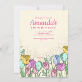 Spring Flowers Border Foto Birthday Kaart (Achterkant)