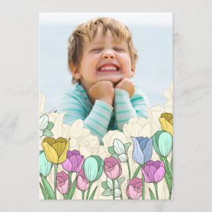 Spring Flowers Border Foto Birthday Kaart