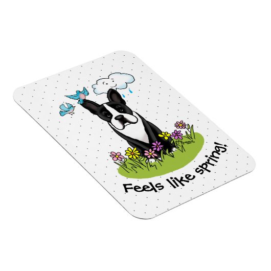 Spring Flowers Boston Terrier Dog (zwart) Cute Magneet (Rechterzijde)