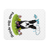 Spring Flowers Boston Terrier Dog (zwart) Cute Magneet (Horizontaal)