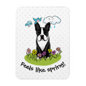 Spring Flowers Boston Terrier Dog (zwart) Cute Magneet (Verticaal)