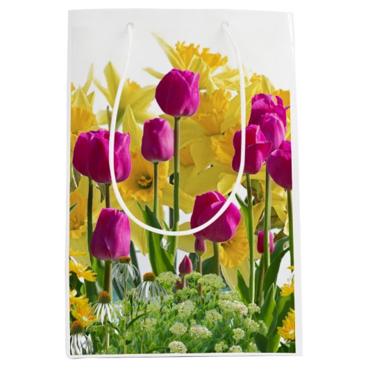 Spring Flowers / Bouquet of Daffodils, Tulips Medium Cadeauzakje (Voorkant)