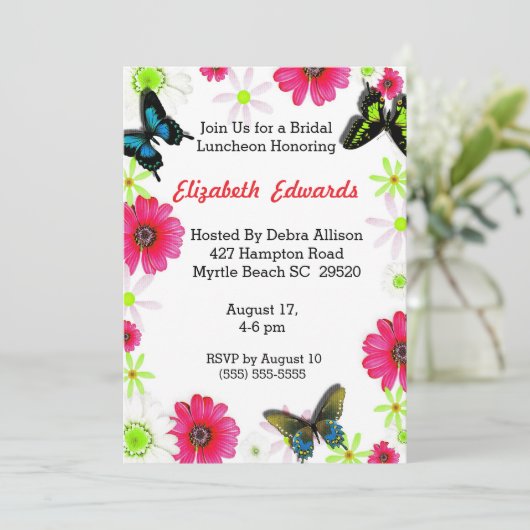 Spring Flowers Bridal Luncheon Uitnodiging (Staand voorkant)