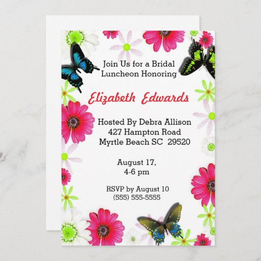 Spring Flowers Bridal Luncheon Uitnodiging (Voorkant / Achterkant)