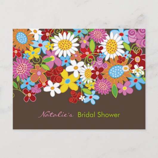 Spring Flowers Bridal Shower Invitation Briefkaart (Voorkant)