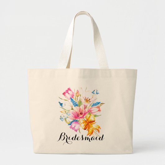 Spring Flowers Bridesmaid Gear Bag Grote Tote Bag (Voorkant)