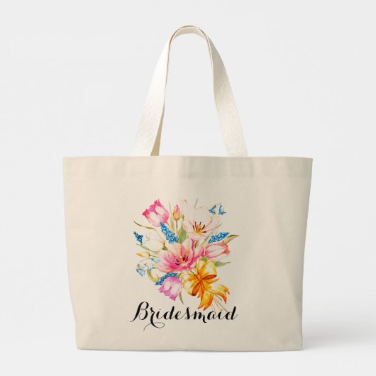 Spring Flowers Bridesmaid Gear Bag Grote Tote Bag (Achterkant)