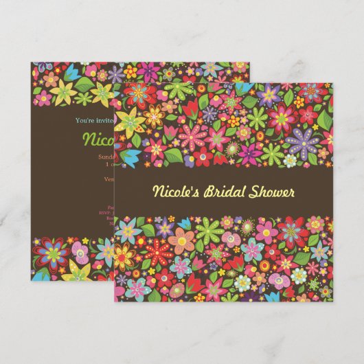 Spring Flowers Bruids Trouwdouche Uitnodiging (Voorkant / Achterkant)