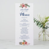 Spring Flowers Bruiloft Menu Kaart (Staand voorkant)