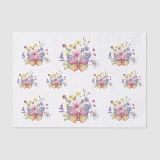 Spring Flowers & Butterflies Decoupage Tissuepapier (Voorkant)