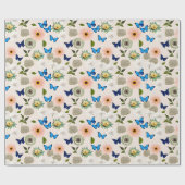 Spring Flowers Butterflies Design 296 Peach Cadeaupapier (Vlak)