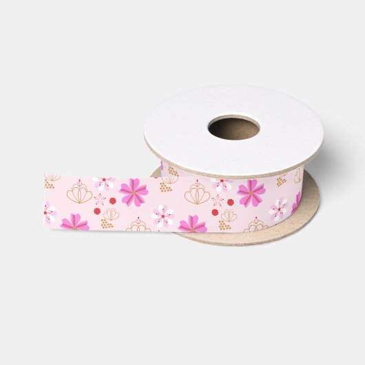 Spring Flowers Cherry Blossom Pink Blush Satijnen Lint (Spoel)