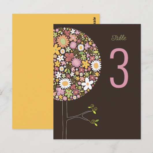 Spring Flowers Chic Blooming Pop Tree Tafelnummer (Voorkant / Achterkant)
