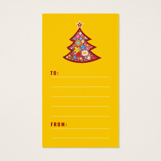 Spring Flowers Christmas Tree Party DIY Cadeau Lab Visitekaartjes (Achterkant)