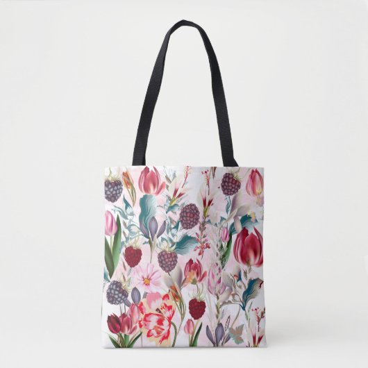 Spring Flowers Colorful Floral Pattern Tote Bag (Voorkant)