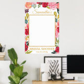 Spring Flowers Coral Peach Burgundy Photo Prop Poster (Thuiskantoor)