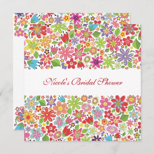 Spring Flowers Custom Bruids Douche Uitnodiging (Voorkant / Achterkant)