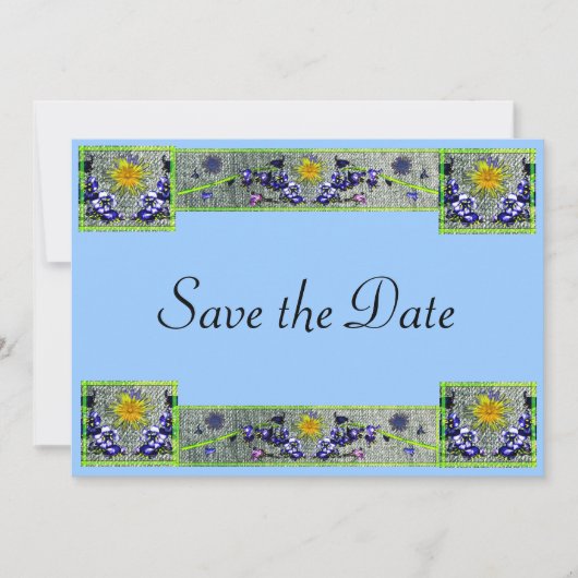 Spring Flowers Denim Save The Date (Voorkant)