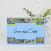 Spring Flowers Denim Save The Date (Staand voorkant)