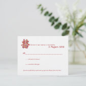 Spring Flowers Double Happiness Chinese Wedding RSVP Kaartje (Staand voorkant)