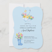 Spring Flowers Douche Mom-to-be Blauw Baby shower Kaart (Voorkant)