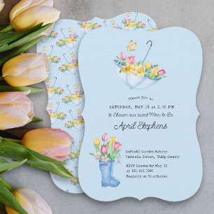 Spring Flowers Douche Mom-to-be Blauw Baby shower Kaart