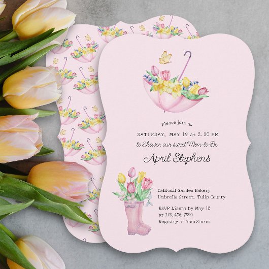 Spring Flowers Douche Mom-to-be Roze Baby shower Kaart