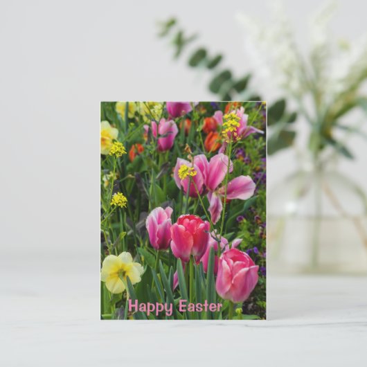 Spring Flowers Easter Briefkaart (Staand voorkant)