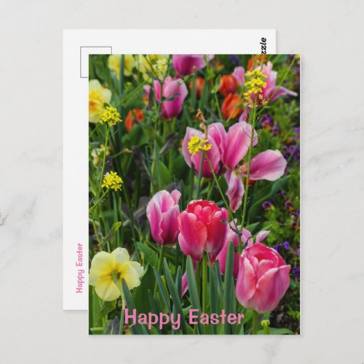 Spring Flowers Easter Briefkaart (Voorkant / Achterkant)