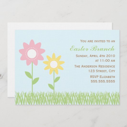Spring Flowers Easter Brunch Kaart (Voorkant / Achterkant)