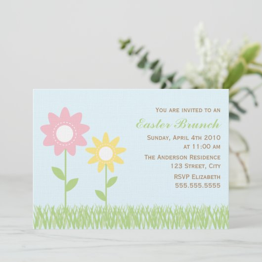 Spring Flowers Easter Brunch Kaart (Staand voorkant)