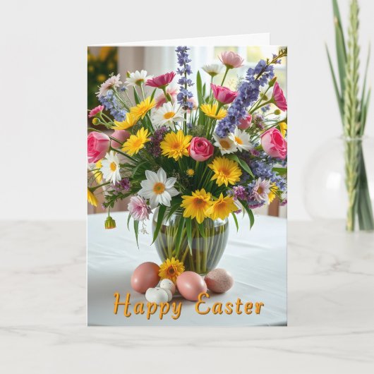 Spring Flowers Easter Card Feestdagen Kaart (Voorkant)