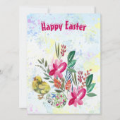 Spring Flowers Easter Chick Decorative Flora Green Feestdagenkaart (Voorkant)
