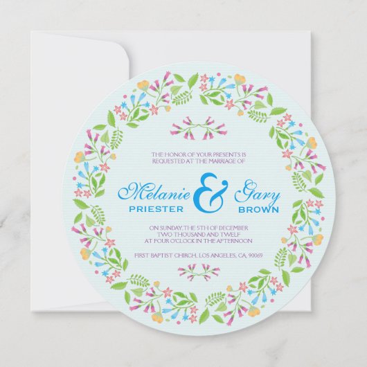 Spring Flowers Easter Wreath Wedding Invite Kaart (Achterkant)