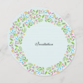 Spring Flowers Easter Wreath Wedding Invite Kaart (Voorkant / Achterkant)