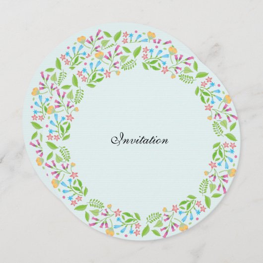 Spring Flowers Easter Wreath Wedding Invite Kaart (Voorkant / Achterkant)