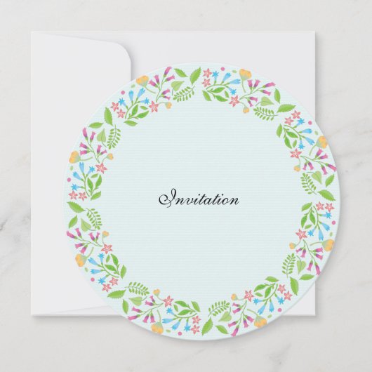 Spring Flowers Easter Wreath Wedding Invite Kaart (Voorkant)