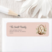 Spring Flowers Eieren Pastel Roze Retouradres Etiket (Insitu)