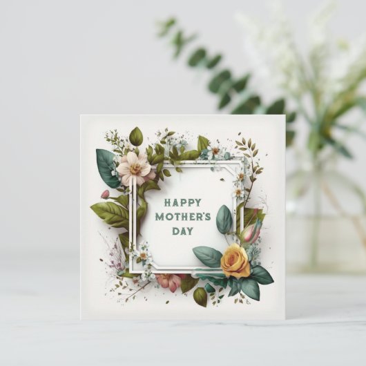 Spring Flowers Elegant Lijst Moederdag Kaart (Staand voorkant)
