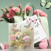 Spring Flowers en Butterfly Waterverf Verjaardag Kaart