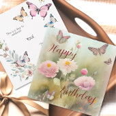 Spring Flowers en Butterfly Waterverf Verjaardag Kaart