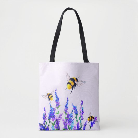 Spring Flowers en Flying Bees Canvas tas (Voorkant)