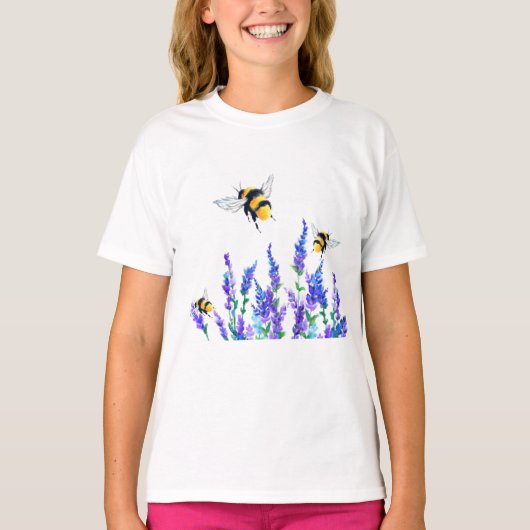 Spring Flowers en Flying Bees T-Shirt (Voorkant)
